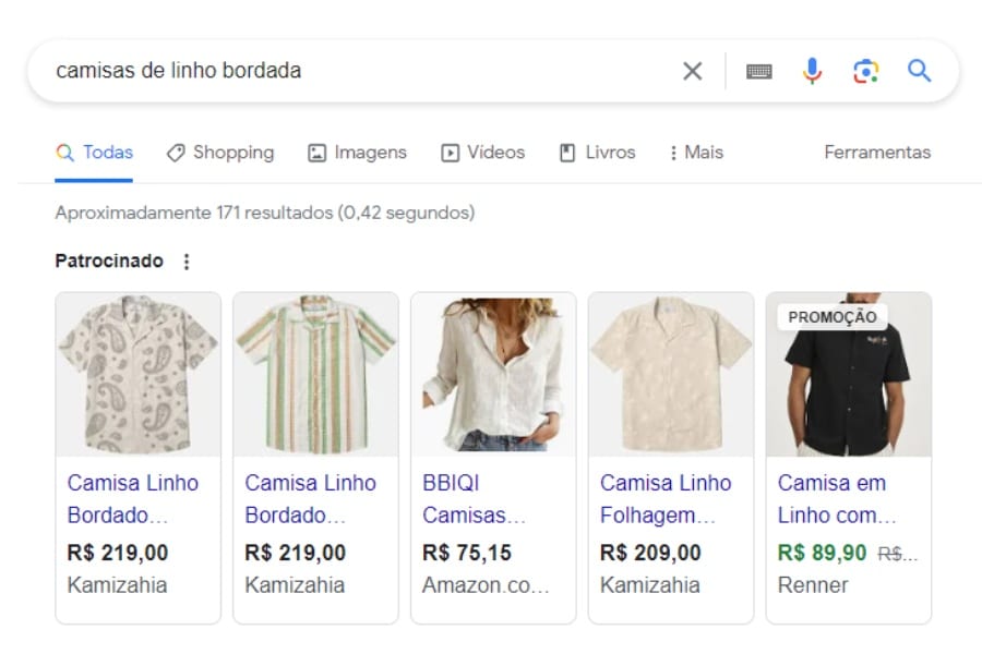 O que é o Google Merchant Center como é exibido na pesquisa do Google